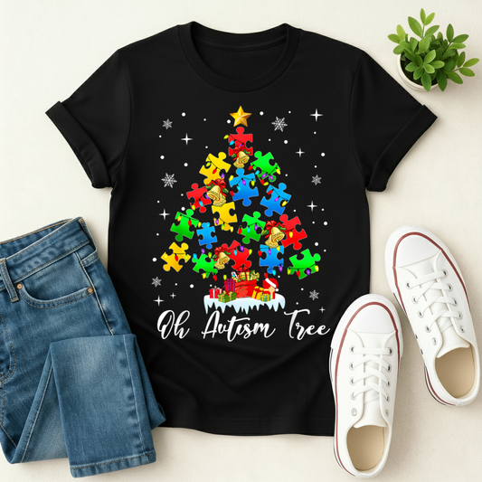 Oh Autism Tree Christmas T-shirt