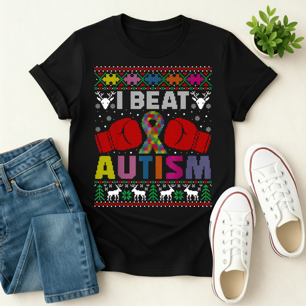 I Beat Autism Christmas T-shirt