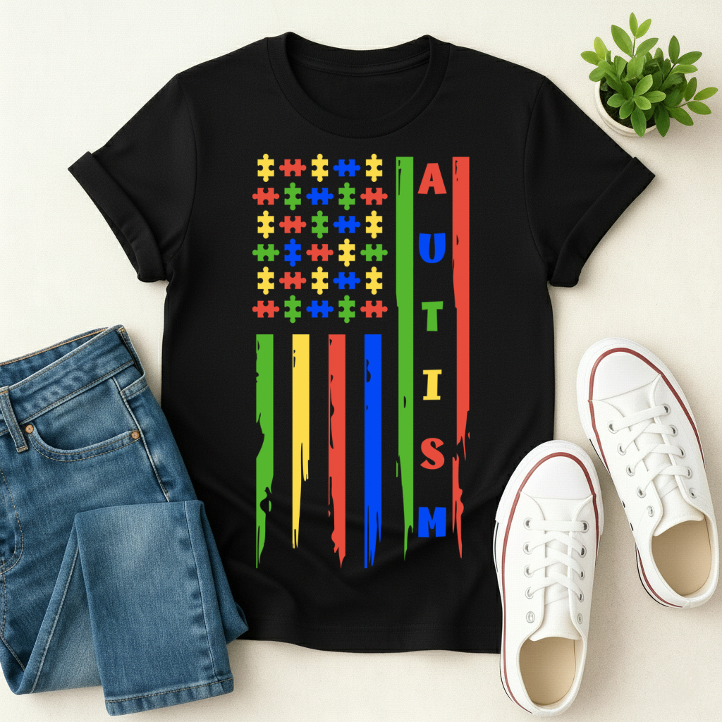 Autism USA Flag T-shirt