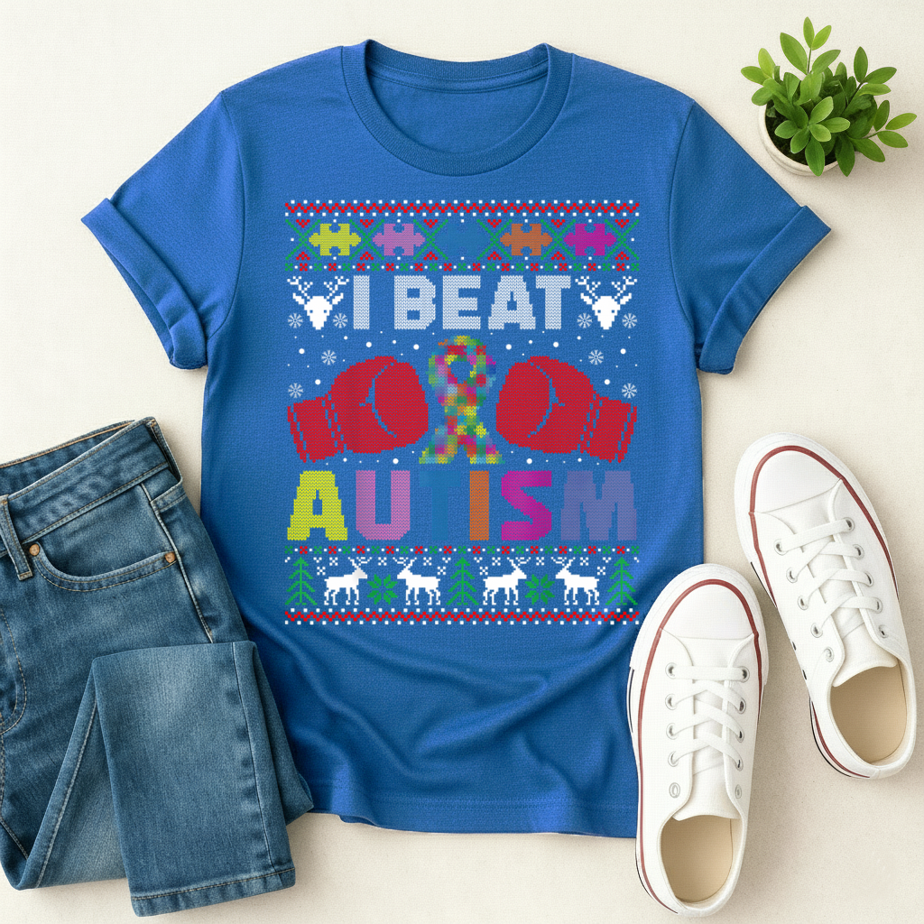 I Beat Autism Christmas T-shirt