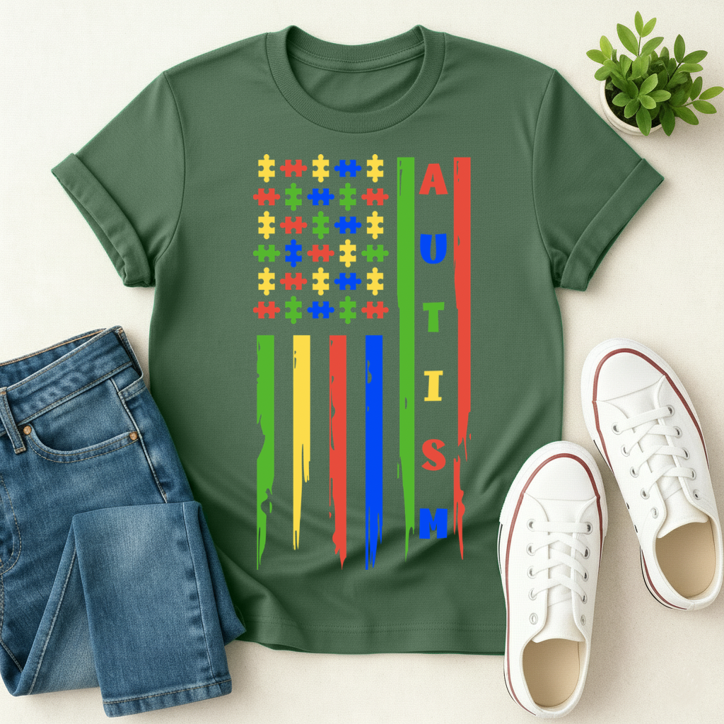 Autism USA Flag T-shirt