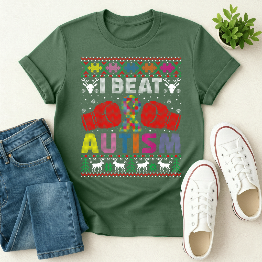 I Beat Autism Christmas T-shirt