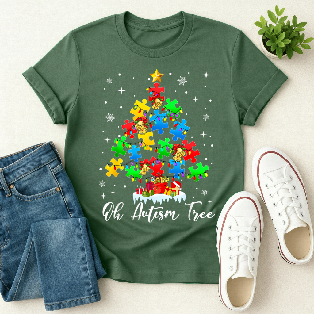 Oh Autism Tree Christmas T-shirt