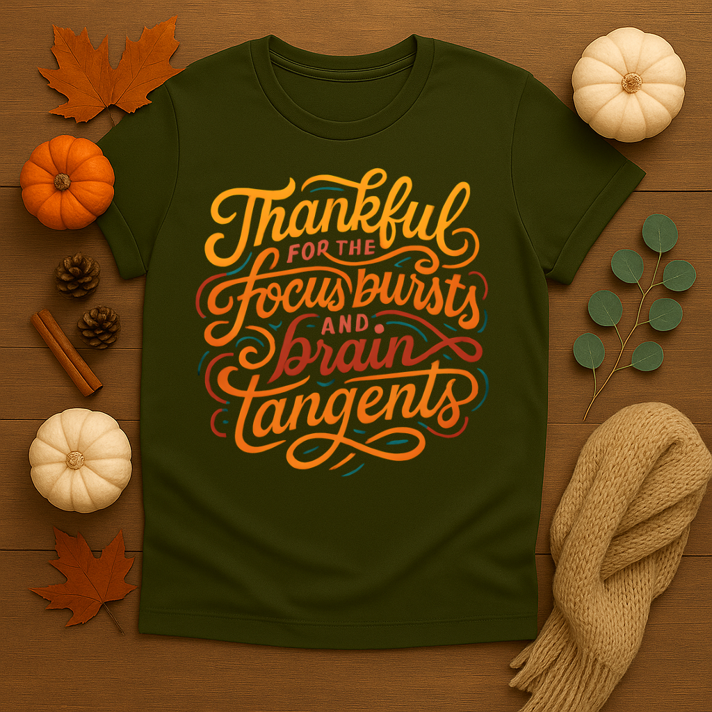 Thankful for the Focus Bursts and Brain Tangents T-shirt