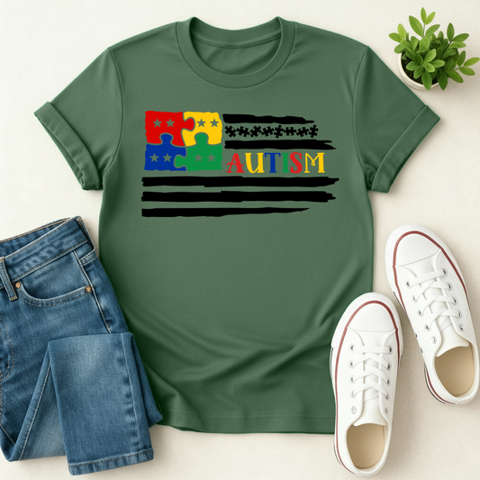 Autism US Flag T-shirt
